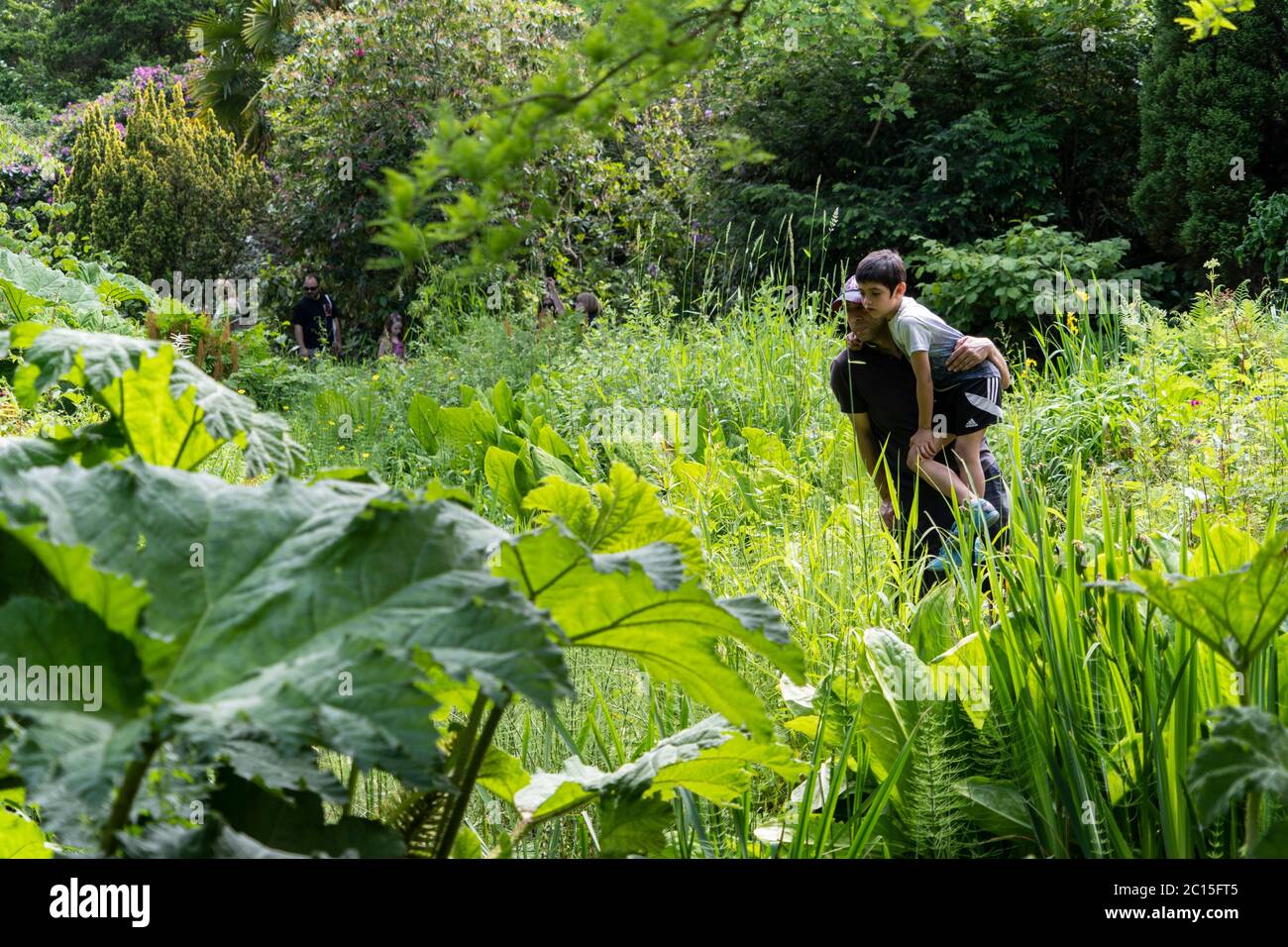 A father and son enjoy time together at the Fletcher Moss park and