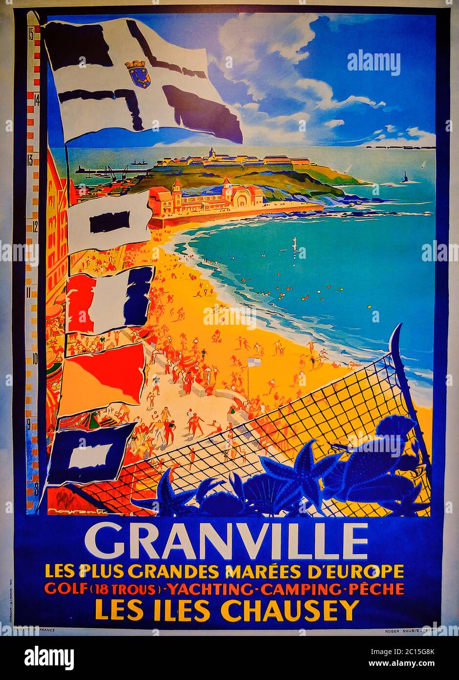France, Normandy, Manche department, Granville, poster at Le Grand Large hotel Stock Photo