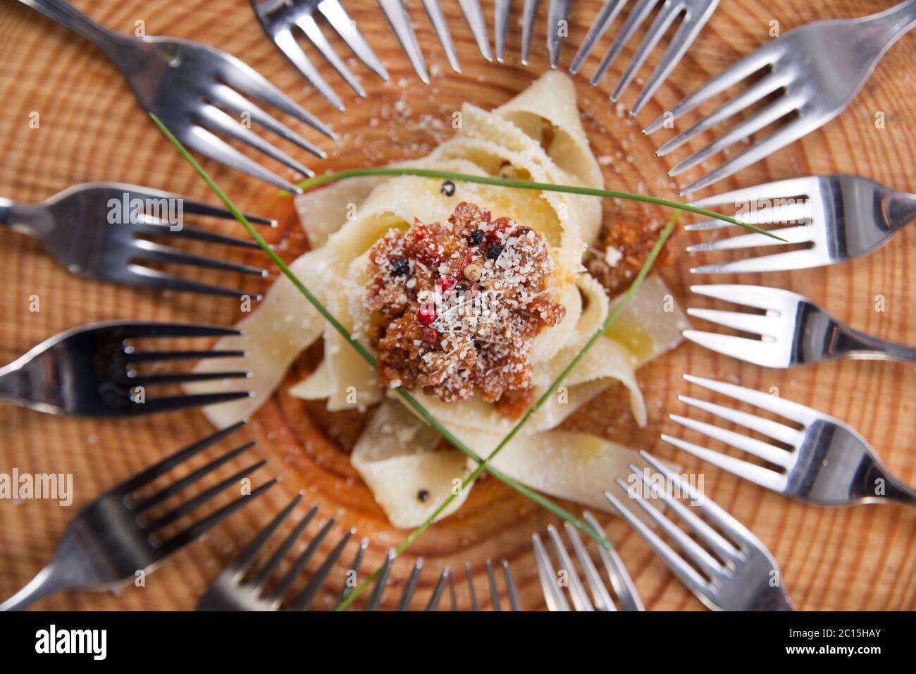 Pappardelle with meat sauce Stock Photo Alamy