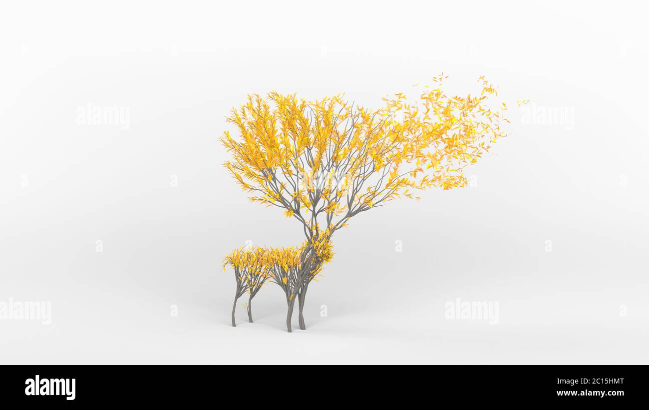 Growing Tree in a shape of a deer. Eco Concept. 3D rendering Stock ...