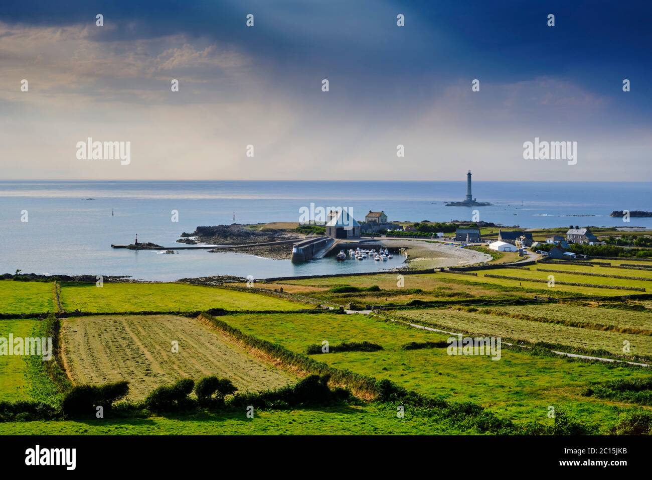 France, Normandy, Manche department, Cotentin, Cap de la Hague, Auderville, the port of Goury and the Goury lighthouse Stock Photo