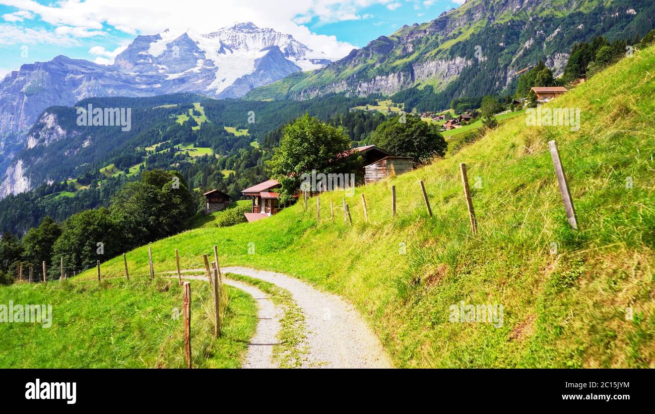 Hiking in Switzerland Stock Photo Alamy