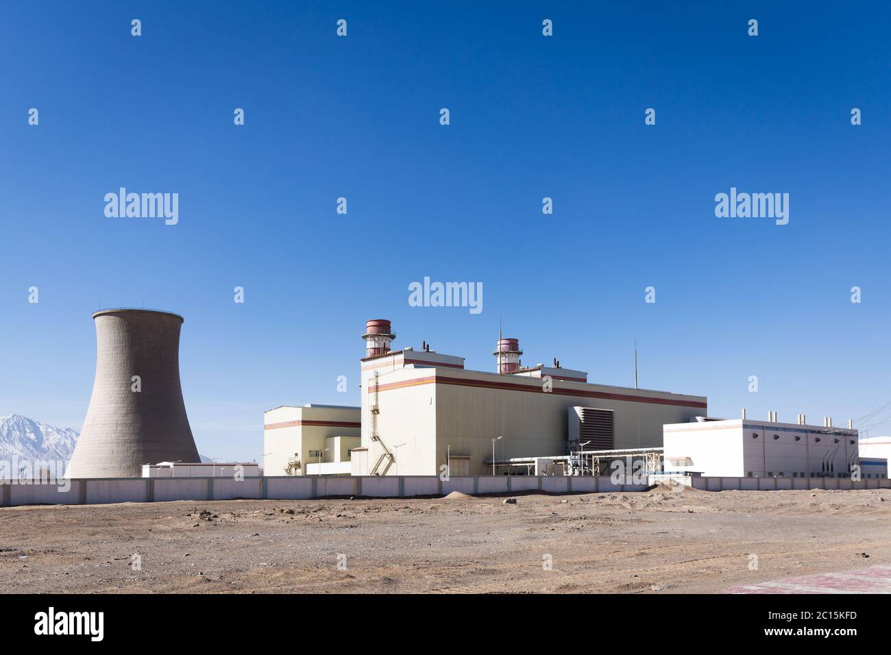 power plant in country in blue sky Stock Photo