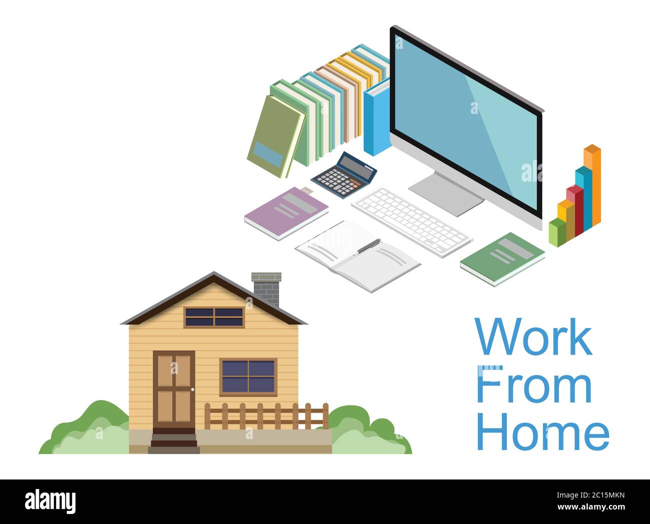 work from home, covid-19, Disease, Coronavirus 2019-nCoV concept Stock Vector