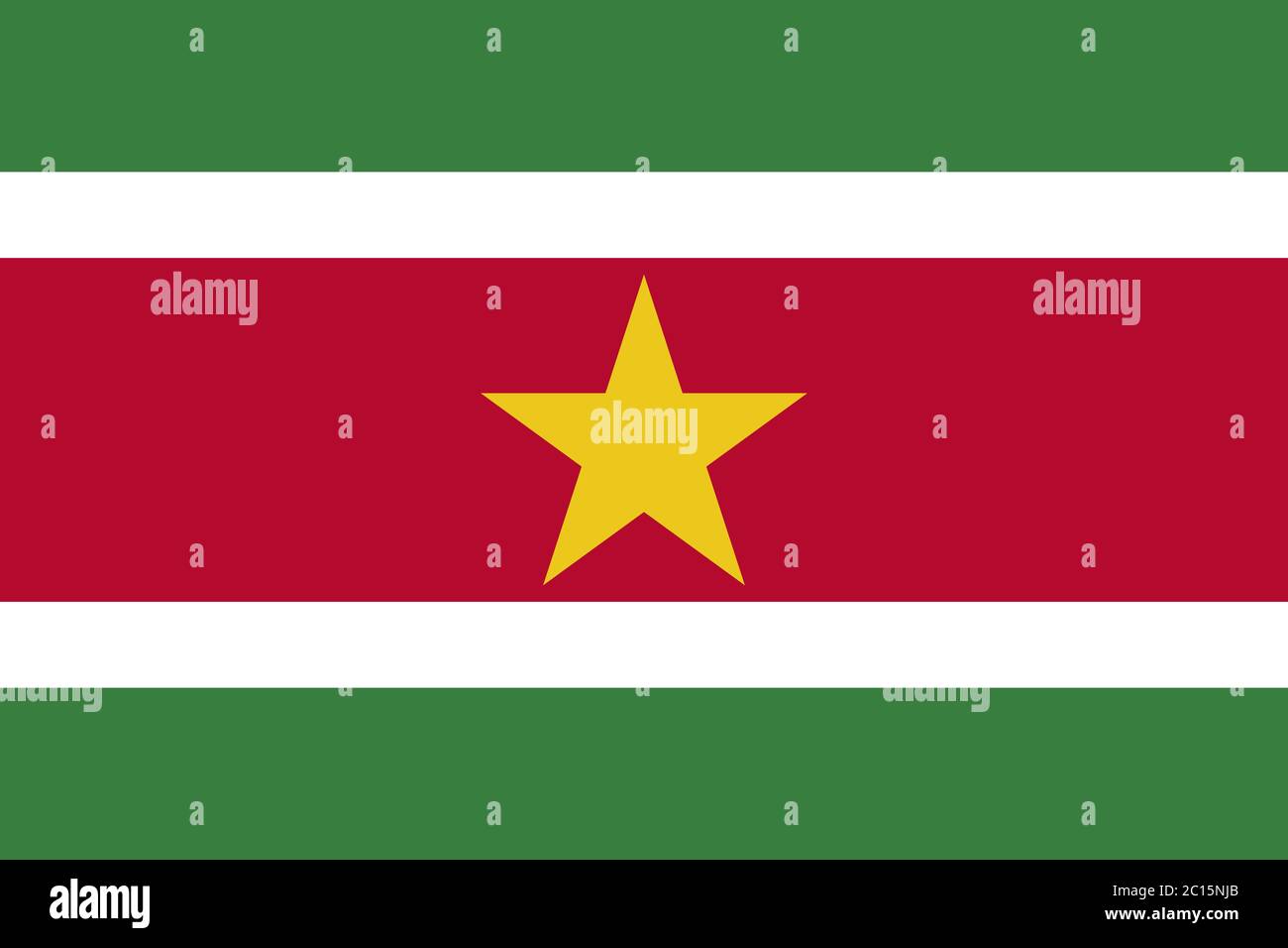 Official Large Flat Flag of Suriname Horizontal Stock Photo