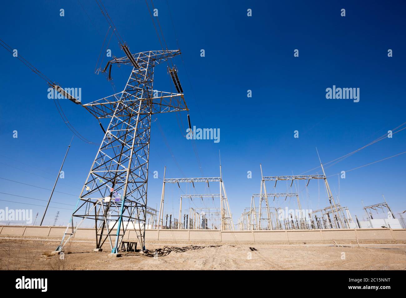 power transmission station in country Stock Photo Alamy