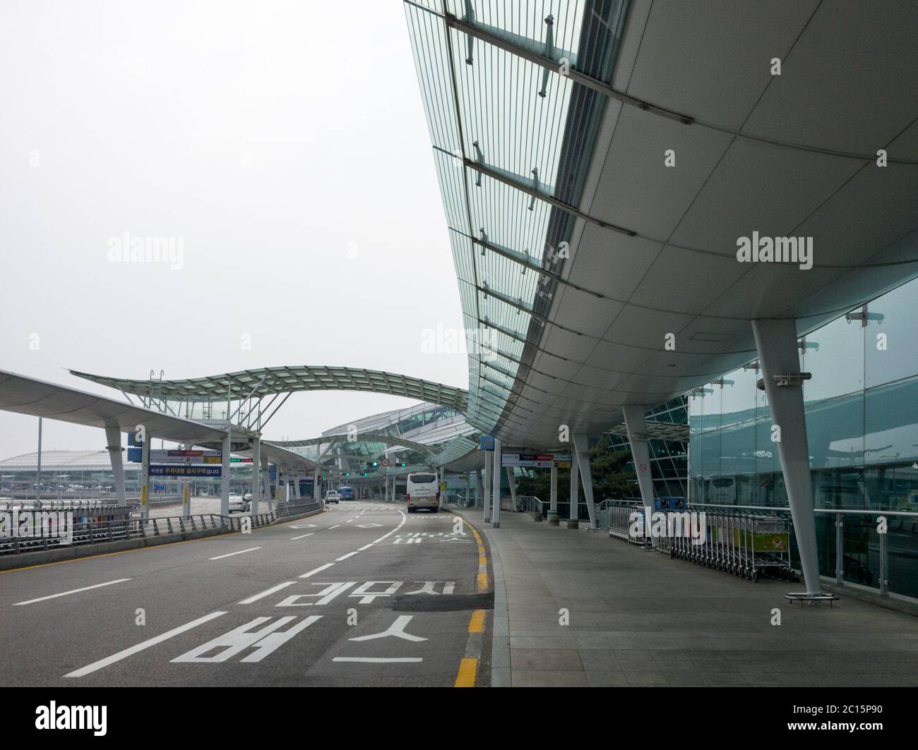 Incheon, South Korea - No people at Seoul Incheon International Airport in Coronavirus pandemic outbreak crisis. COVID-19 hits airline industry. Stock Photo