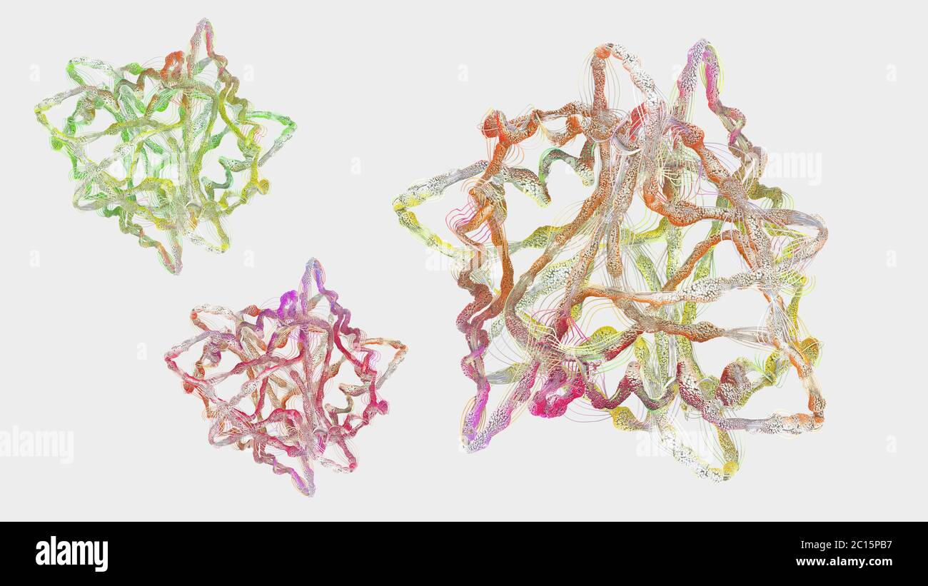 Chain of amino acid or biomolecules called protein 3d illustration