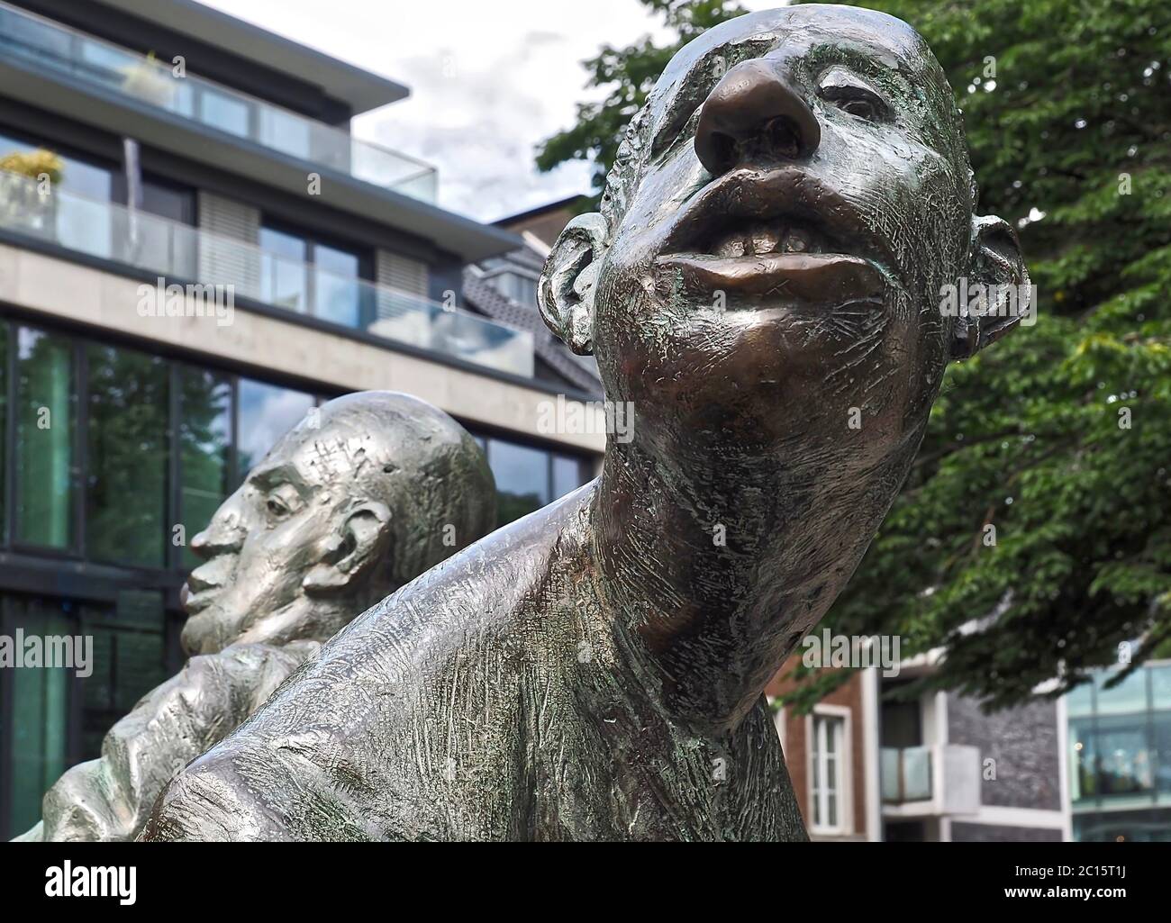 Sculpture at a public fountain in Aachen in Germany Stock Photo