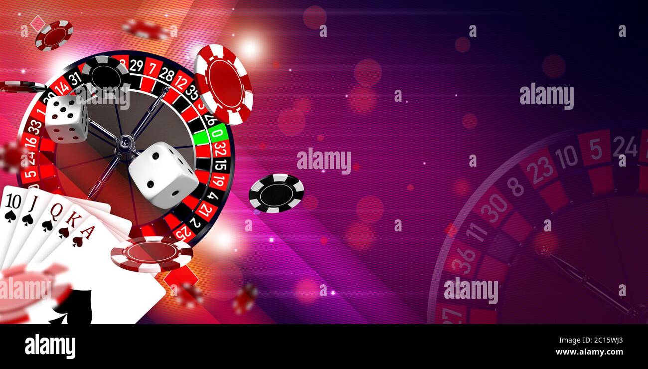 Casino theme background illustration with roulette wheel Stock Photo