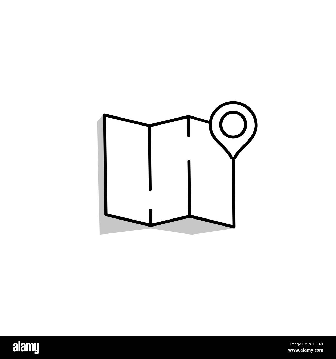 Map with pin. location icon line on isolated white background. Eps 10 ...