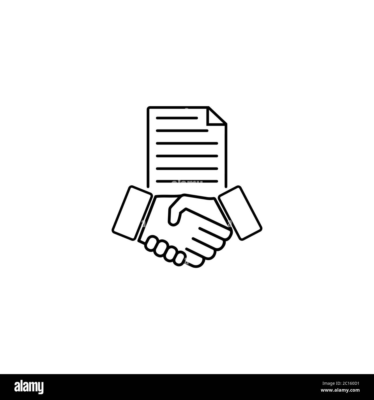 Handshake, business contract con line. Vector on isolated white background. Eps 10 Stock Vector