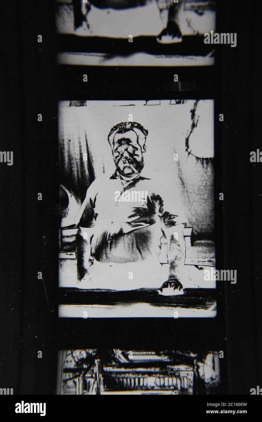 Fine 1970s vintage black and white photography of a man in a dream like ...