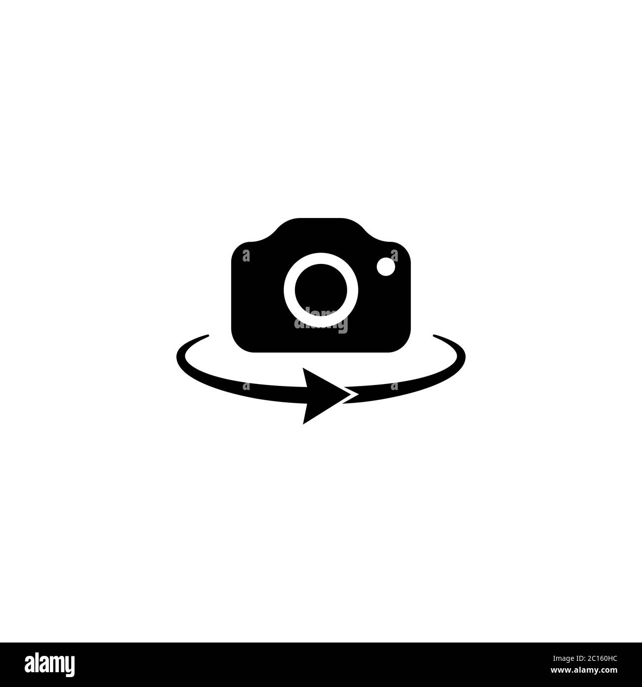 Camera 360-degree view. Panorama camera photo icon on isolated white background. Front camera swap. Eps 10 vector. Stock Vector