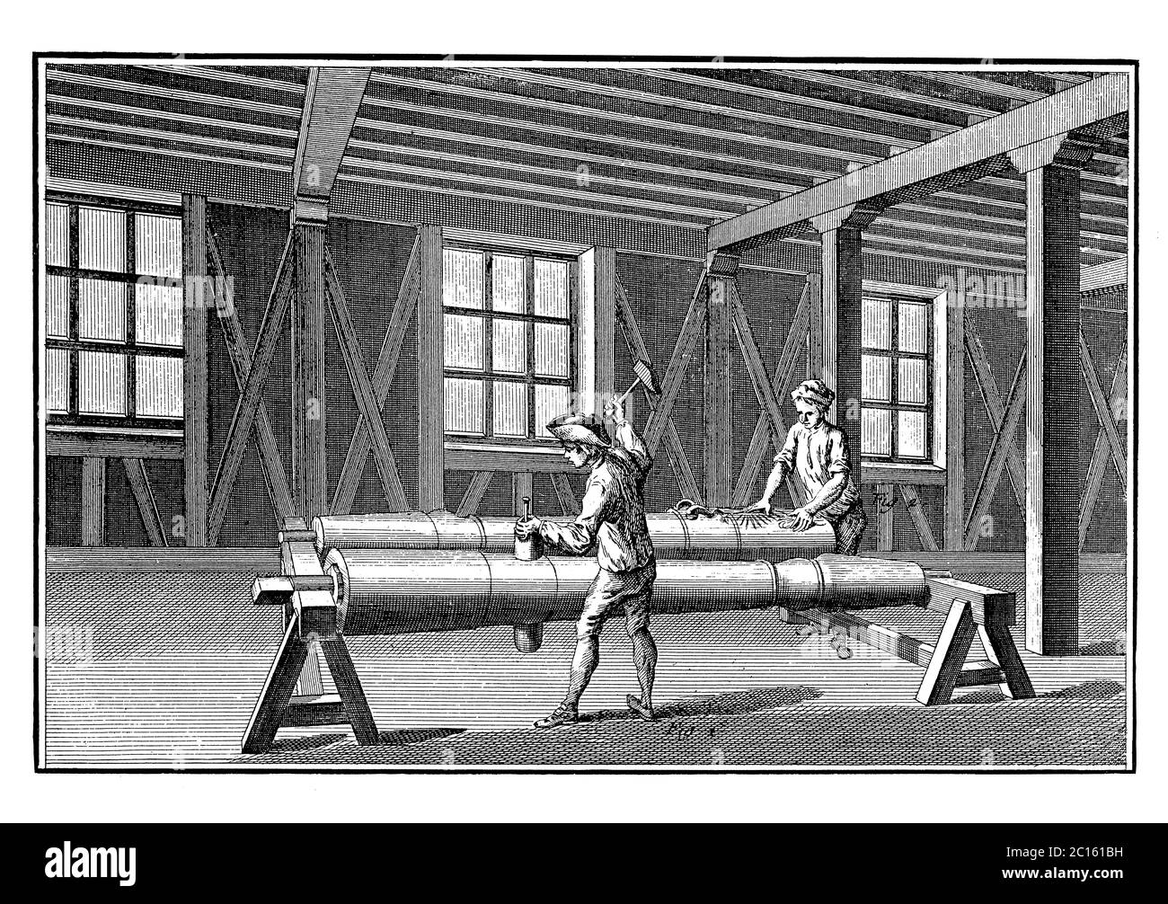 18th century illustration of how trunnions are fixed and the