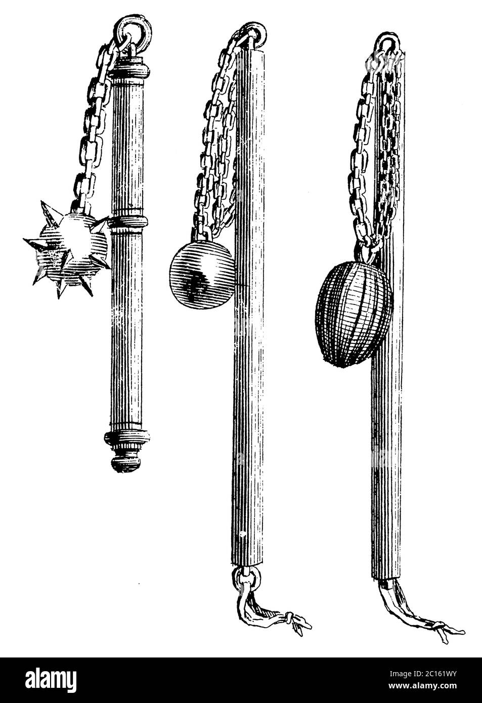 18th century illustration of various battle axes. Published in 'A Diderot Pictorial Encyclopedia of Trades and Industry. Manufacturing and the Technic Stock Photo
