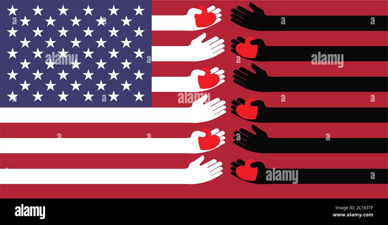 Flag of the united states Black and white stripes with hands sending