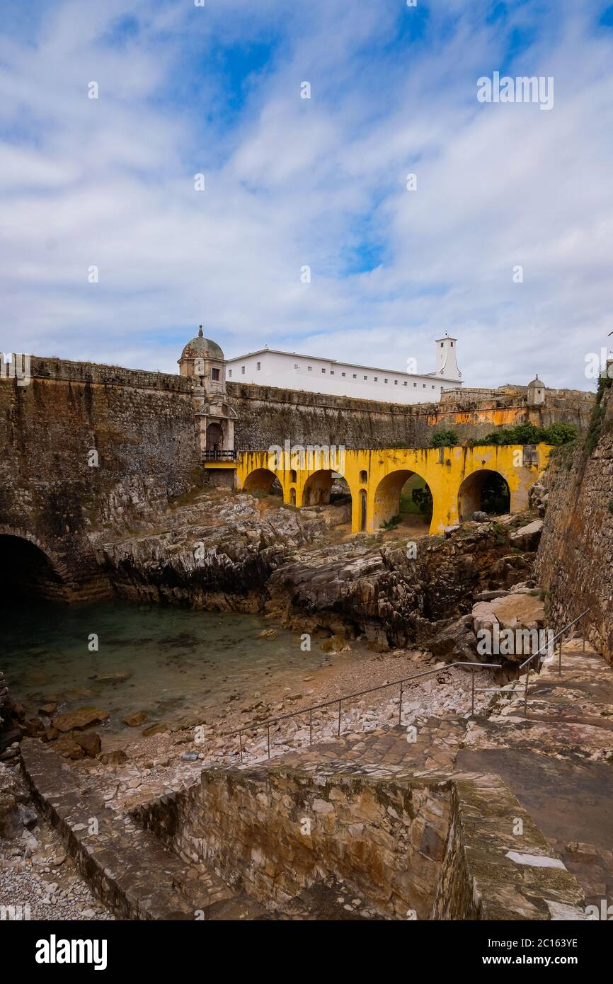 'Praça-forte de Peniche' - national Fortress monument since 1938, is located in this city, at West Region of Portugal - Prison near the Beach Stock Photo
