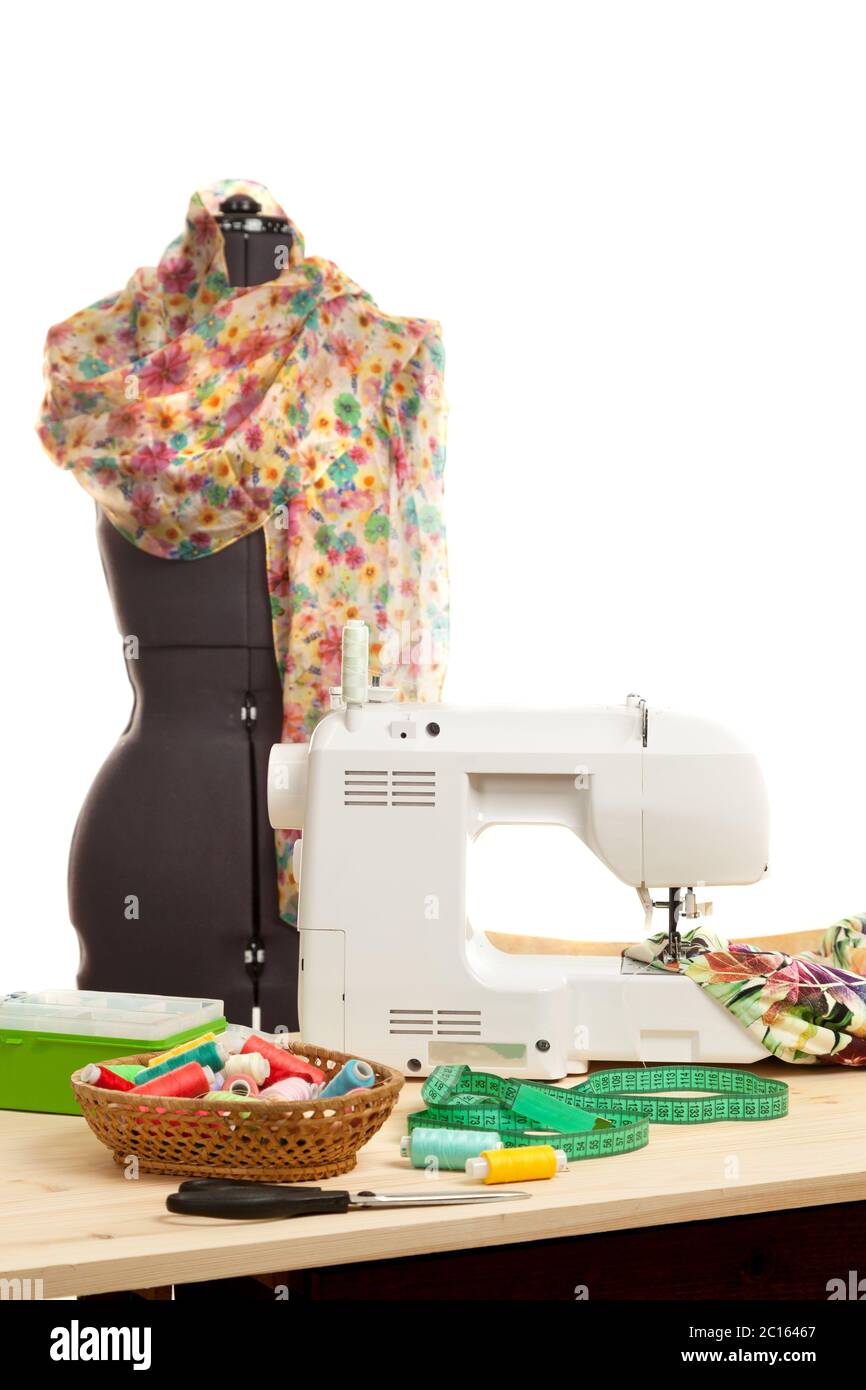 the sewing machine costs on a table Stock Photo Alamy
