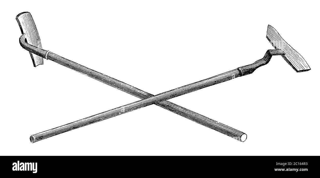 18th century illustration of two types of shovel. Published in 'A Diderot Pictorial Encyclopedia of Trades and Industry. Manufacturing and the Technic Stock Photo