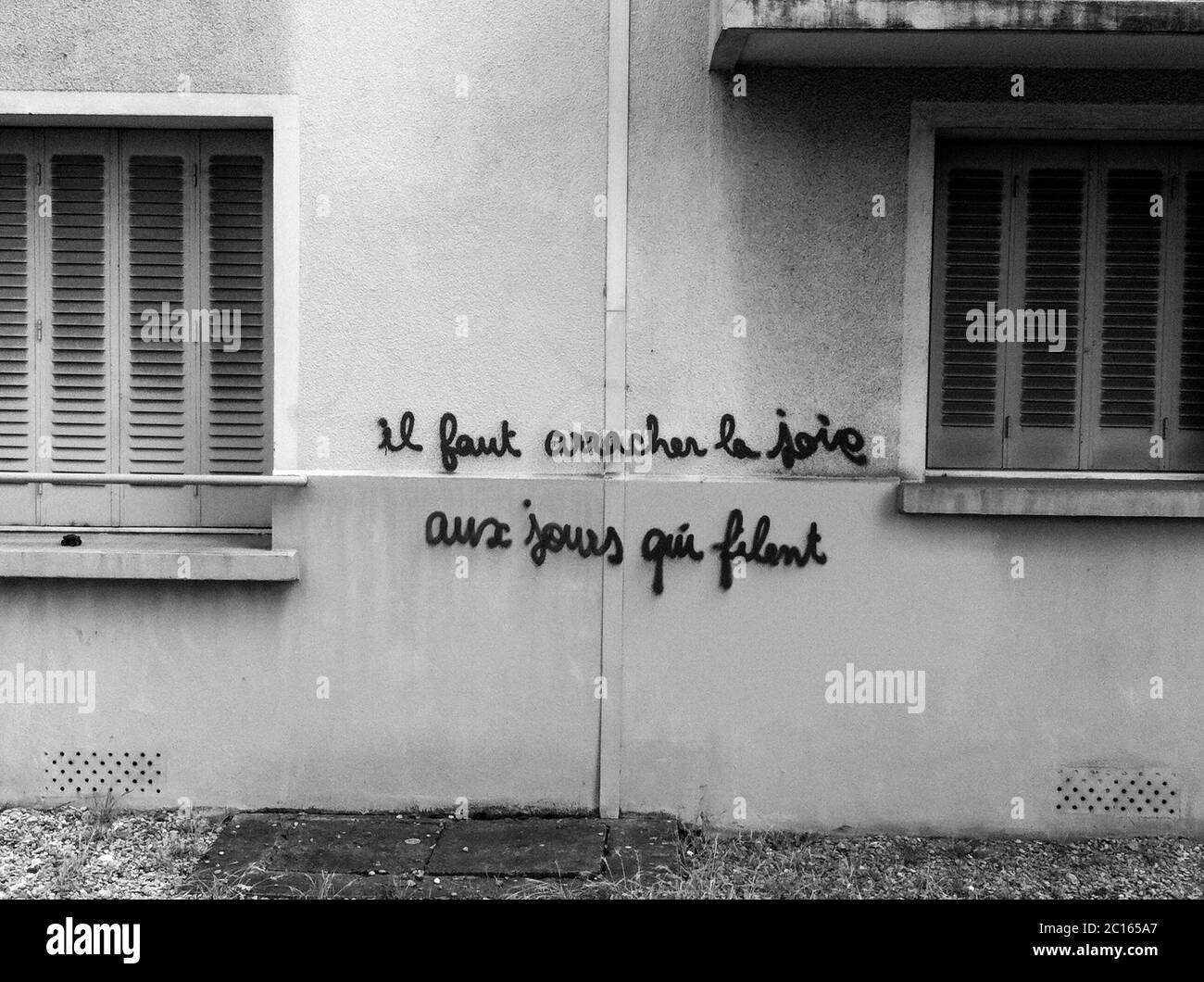 Graffiti, B&W picture, Lyon, France Stock Photo