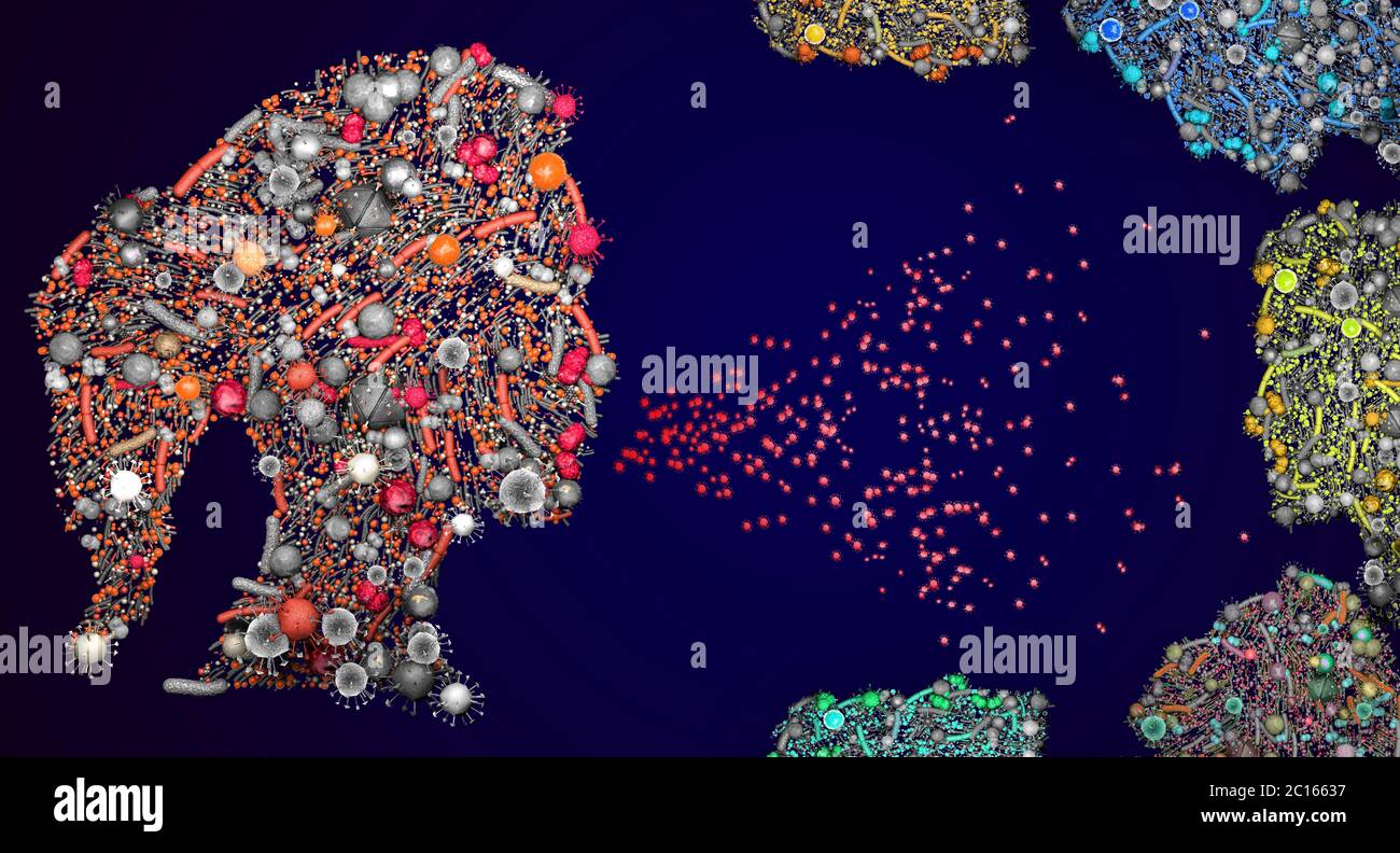 Transmission of pathogens by droplet infection via mouth and nose - 3d ...