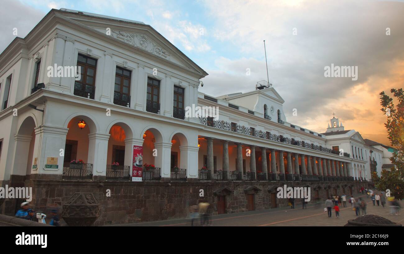 Quito, Pichincha / Ecuador September 8 2018 People walking in front