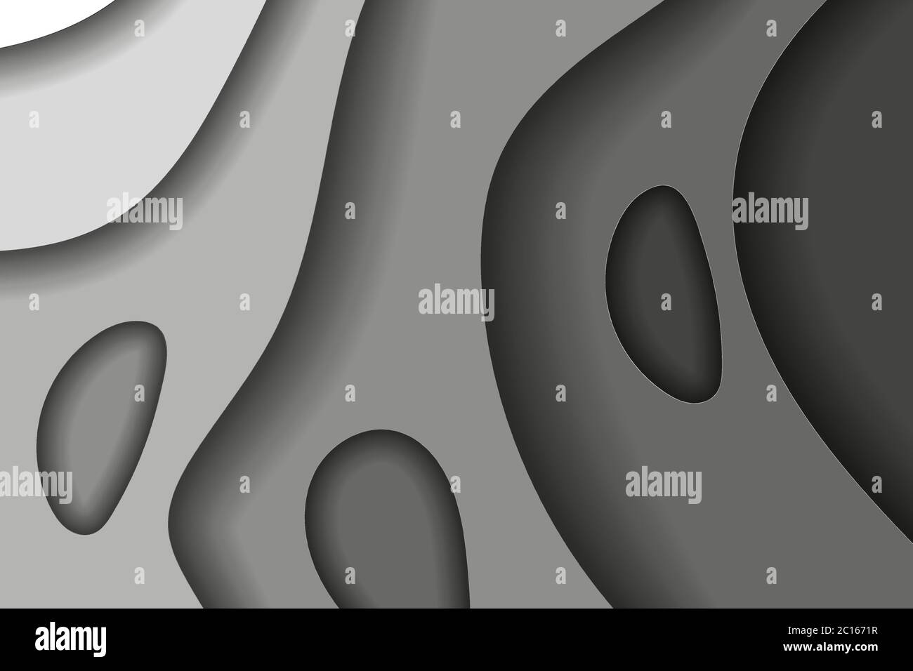 Abstract Black White 3D Paper Cut Shapes Background Stock Vector Image