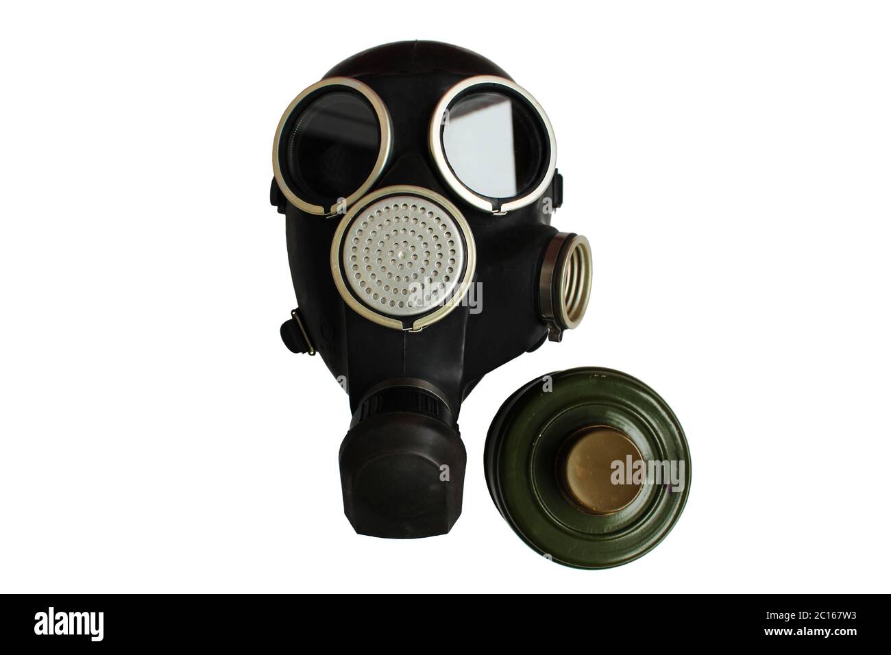 Isolated old russian gas mask on white background Stock Photo