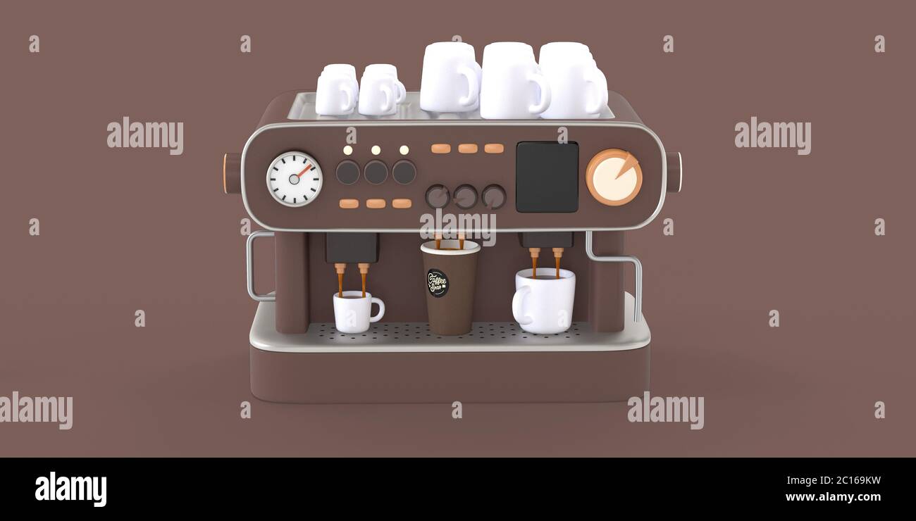 https://c8.alamy.com/comp/2C169KW/coffee-shop-3d-render-coffee-machine-modern-concept-digital-illustration-of-a-coffee-maker-with-cups-on-the-top-producing-espresso-filling-in-thre-2C169KW.jpg