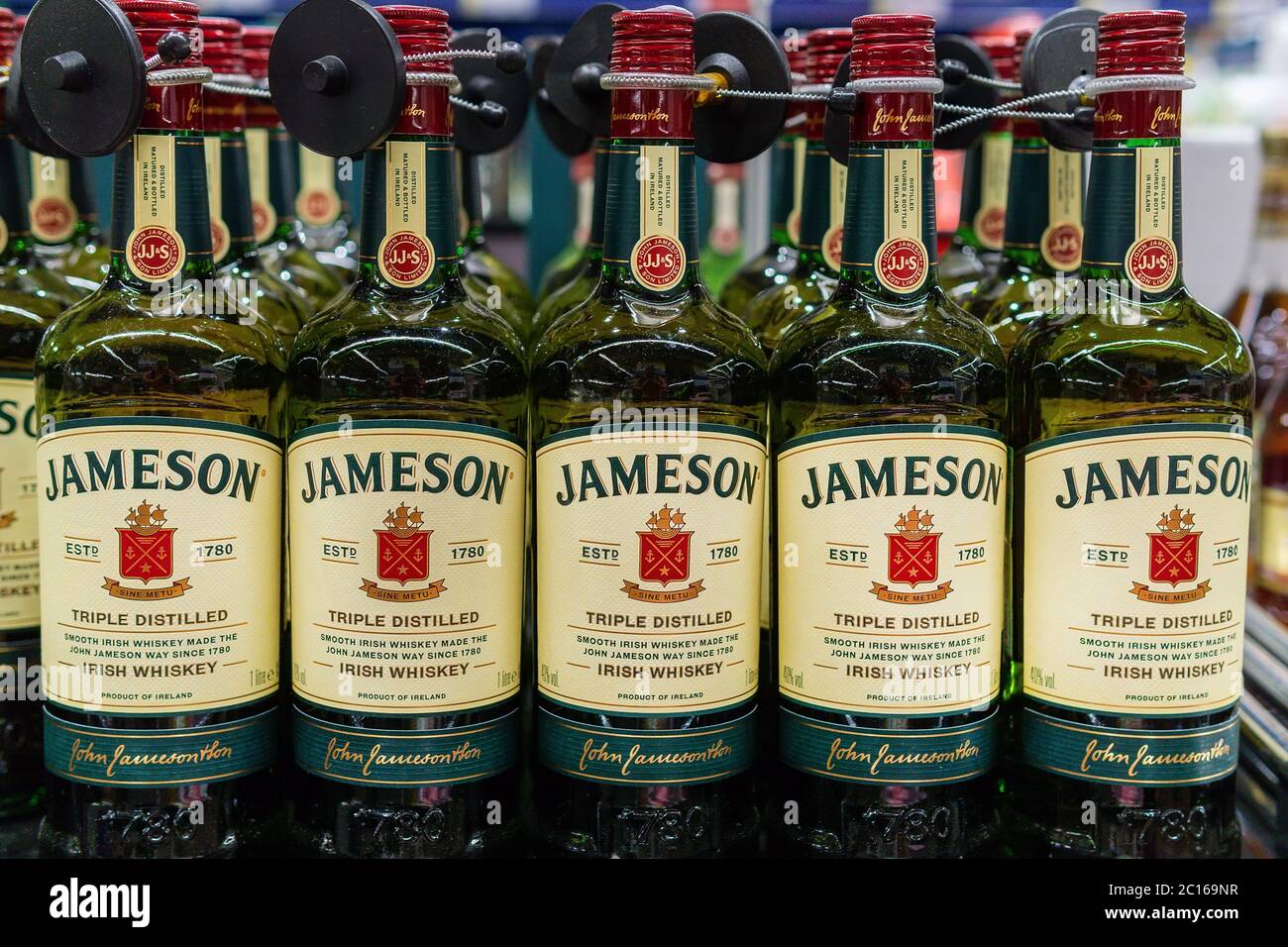 Tyumen, RussiaJune 5, 2020 bottle of Jameson Irish Whiskey. Jameson
