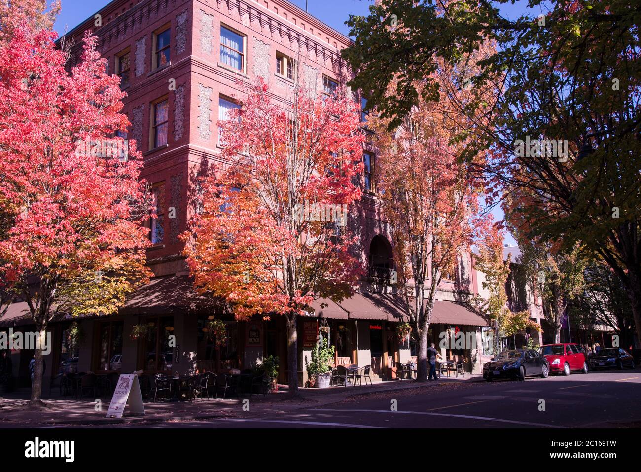 Portland oregon downtown skyline with mount hood panorama hires stock