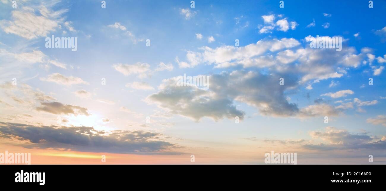 Sunrise sky panorama with clouds Stock Photo - Alamy