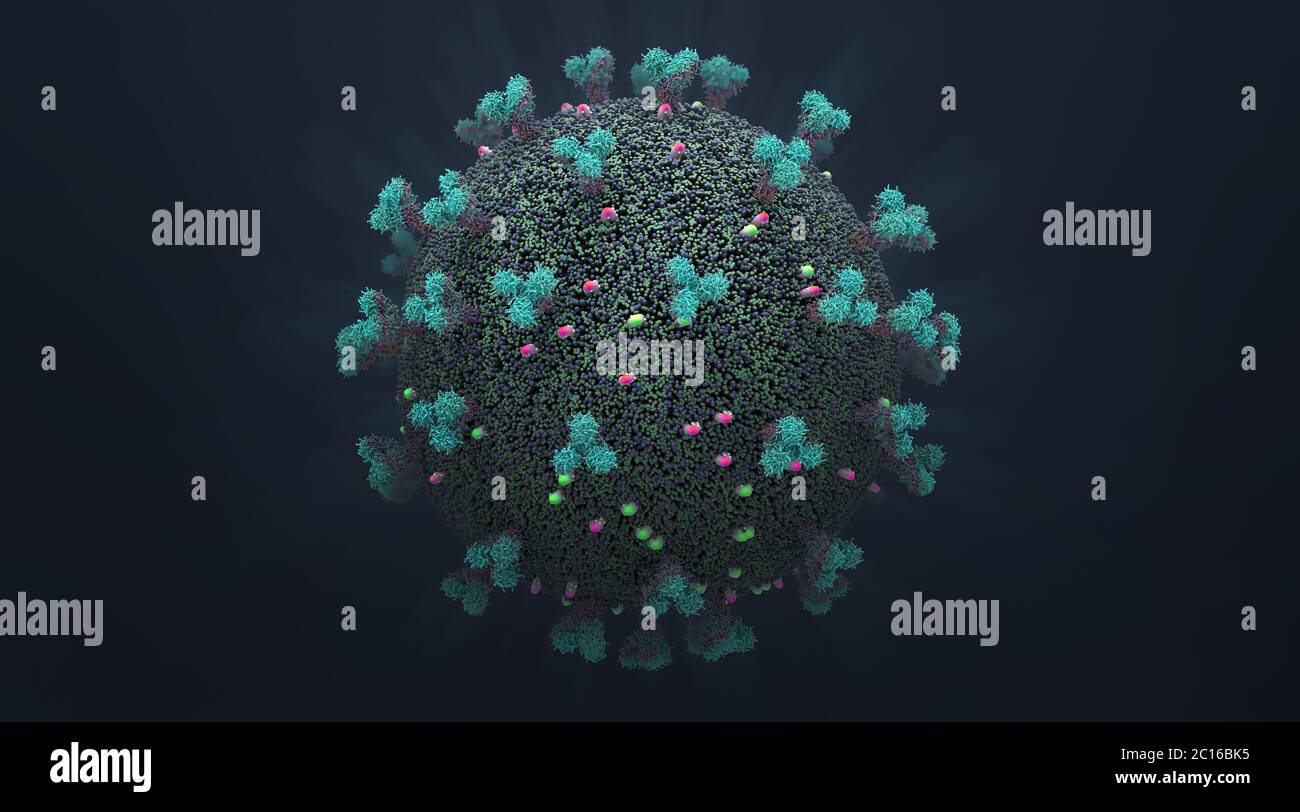 Representation of a single infectious virus cell that replicates inside living cells - 3d illustration Stock Photo