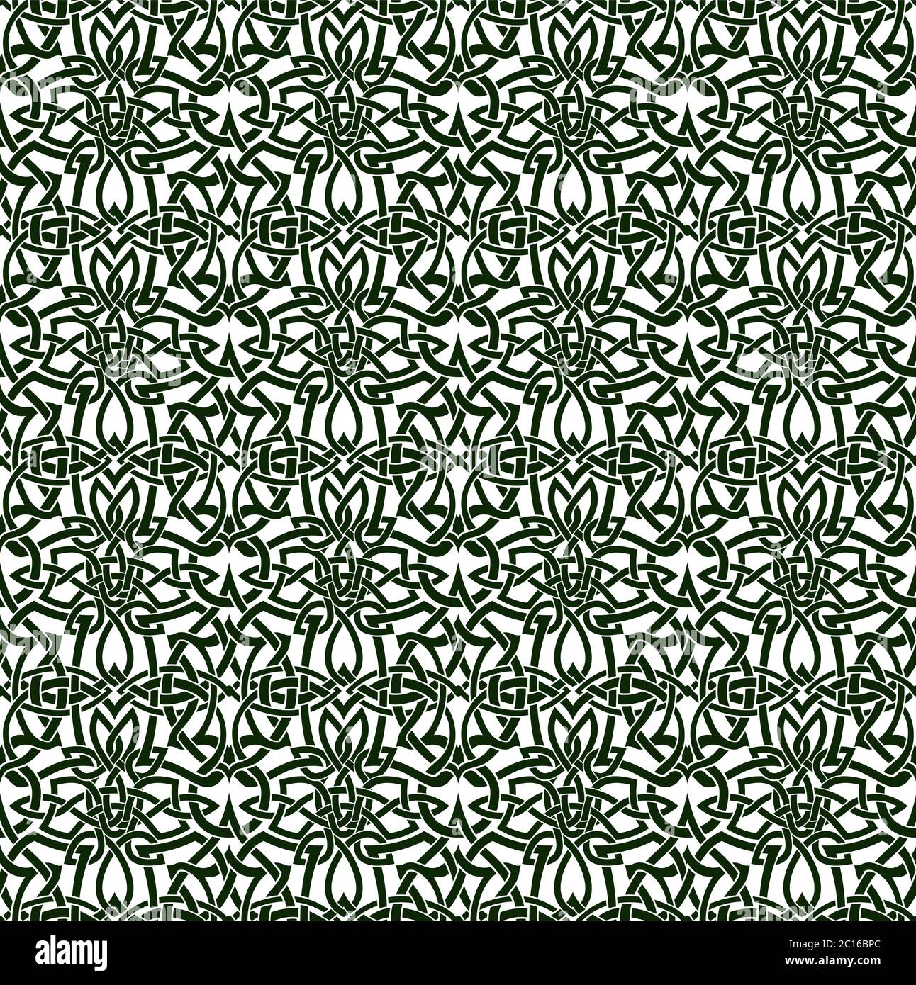 simple flat celtic seamless green pattern on white background Stock Vector