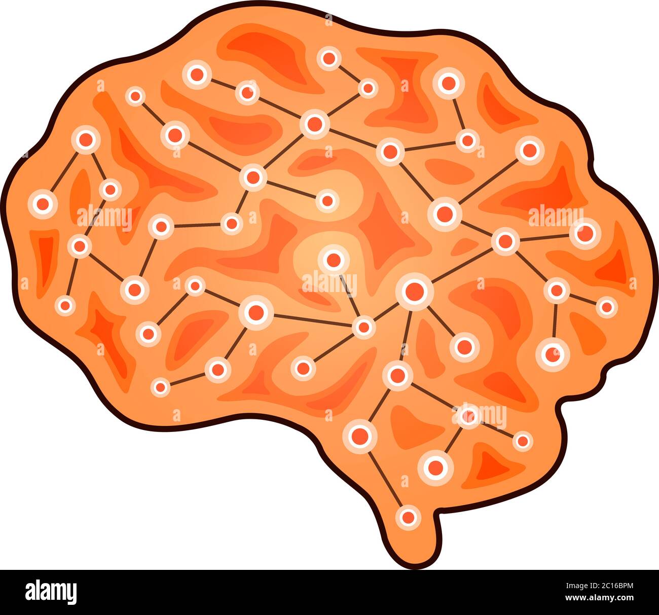 The silhouette of the brain with graph on white background Stock Vector