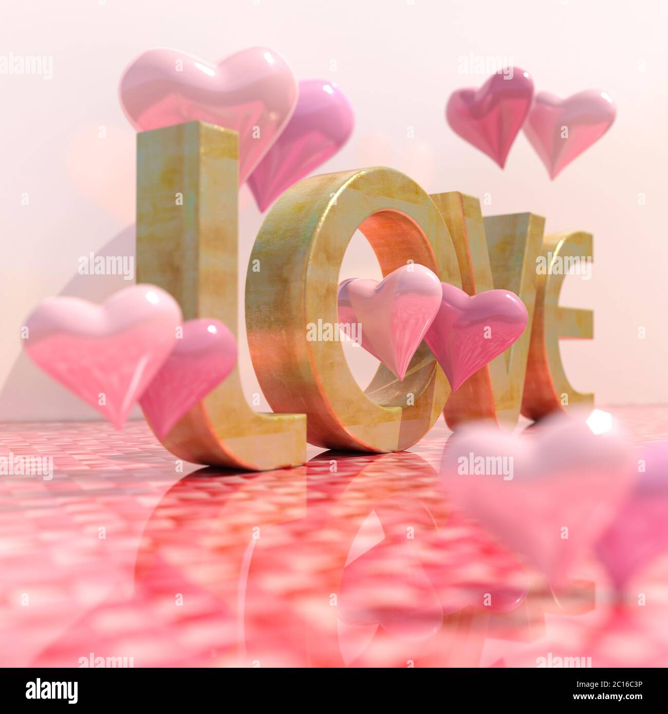 Realistic Love Sign with Hearts Stock Photo Alamy