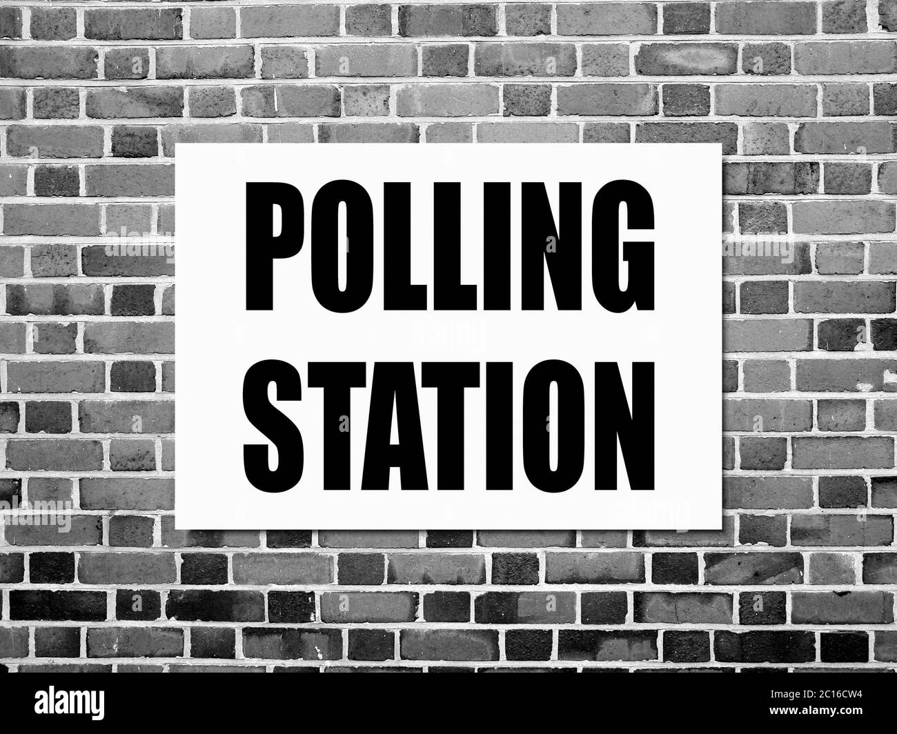 General elections polling station, black and white Stock Photo