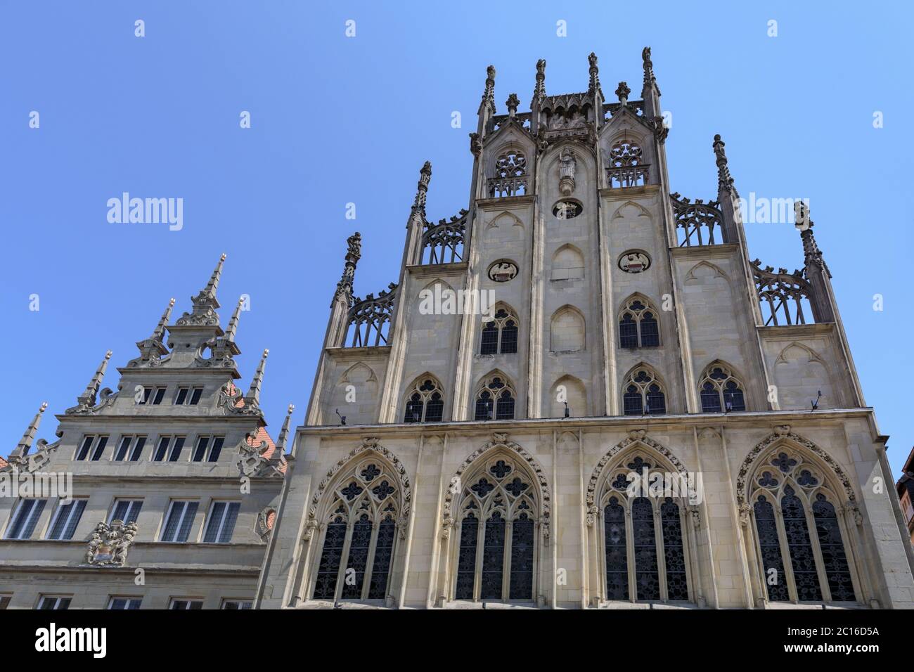 Münster historisches Rathaus, the historic city hall, gabled top, Münster, Germany Stock Photo