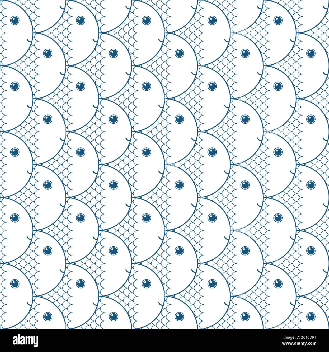Vector seamless pattern with cute blue fishes on white background Stock ...