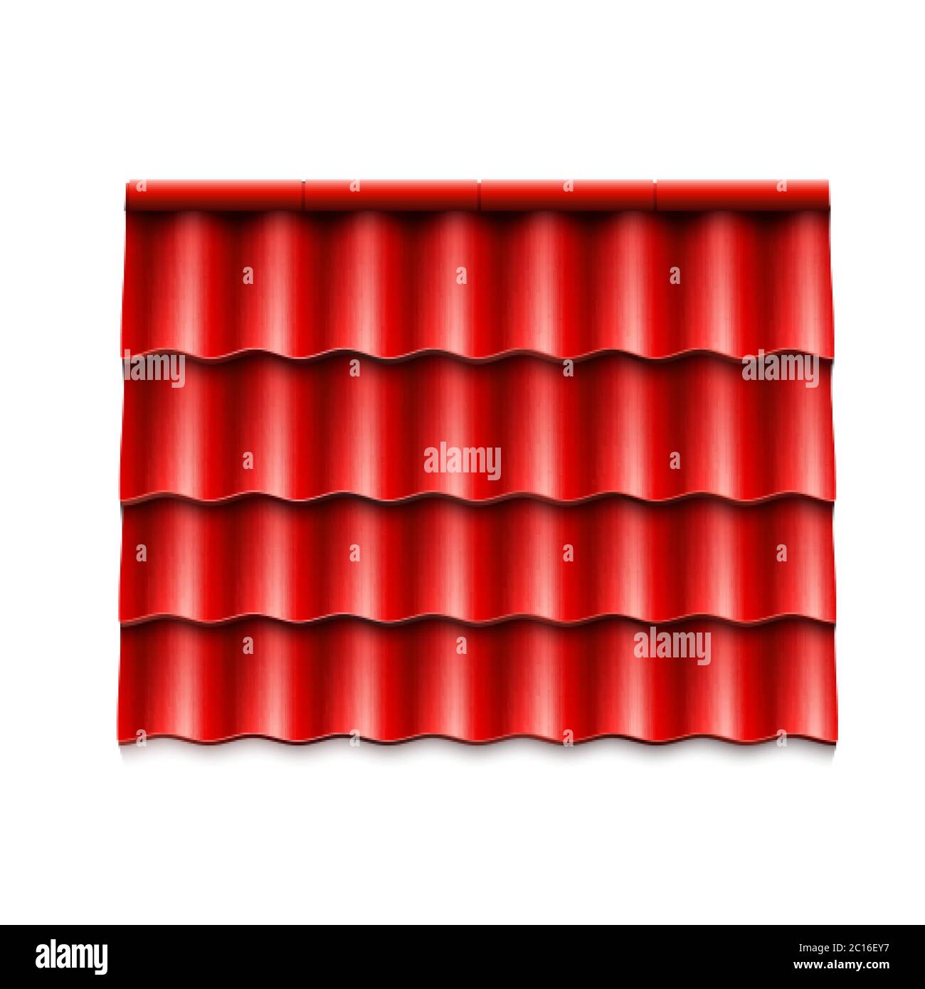 Modern roof coverings. Red corrugated roof tile. Vector illustration isolated on white background Stock Vector