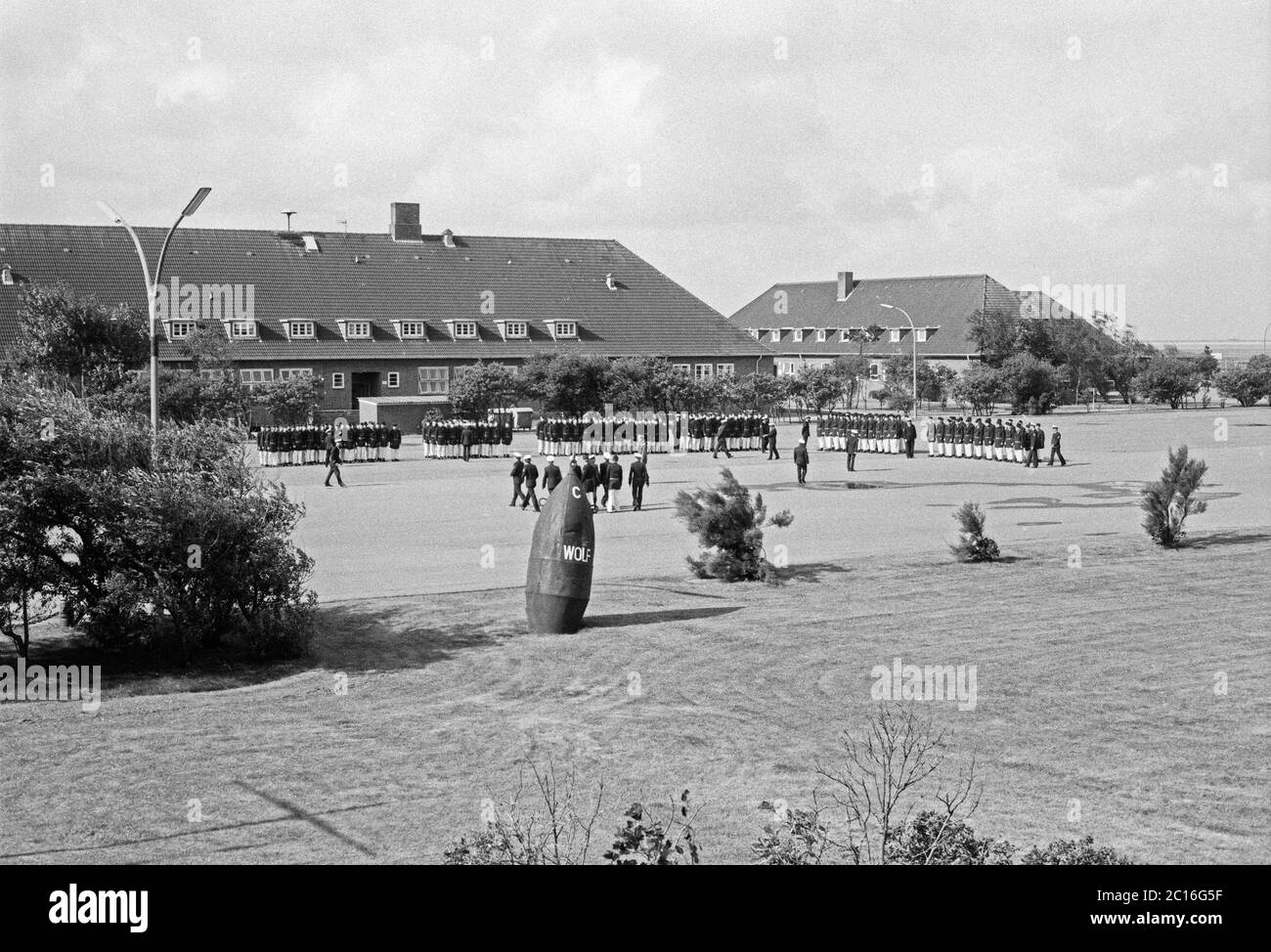 drill ground, navy base, Borkum Island, August 1981, Lower Saxony, Germany Stock Photo