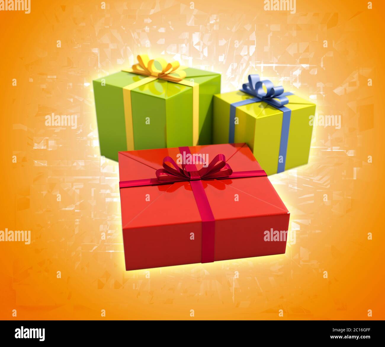 3 Gift Boxes Close Up Stock Photo Alamy