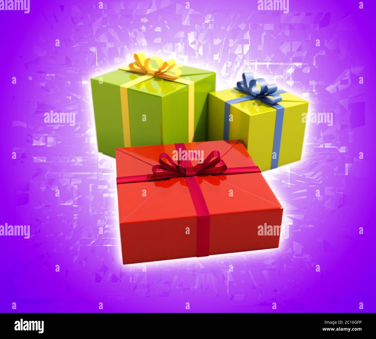 3 Gift Boxes Close Up Stock Photo - Alamy