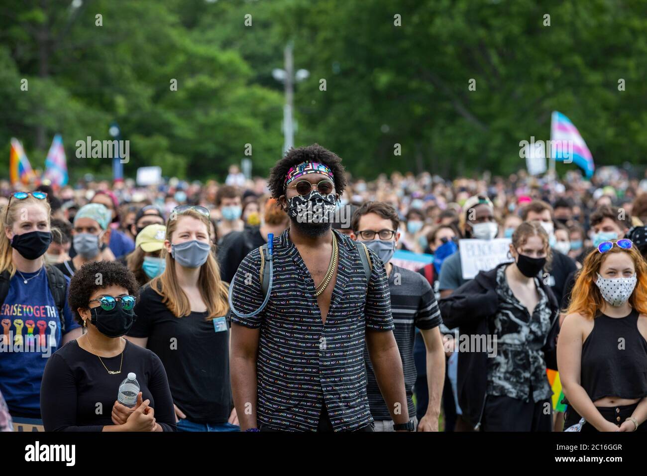 June 13, 2020. Roxbury, MA. Thousands gathered in Franklin Park for a vigil to raise awareness for Black transgender rights and to raise money for the Stock Photo