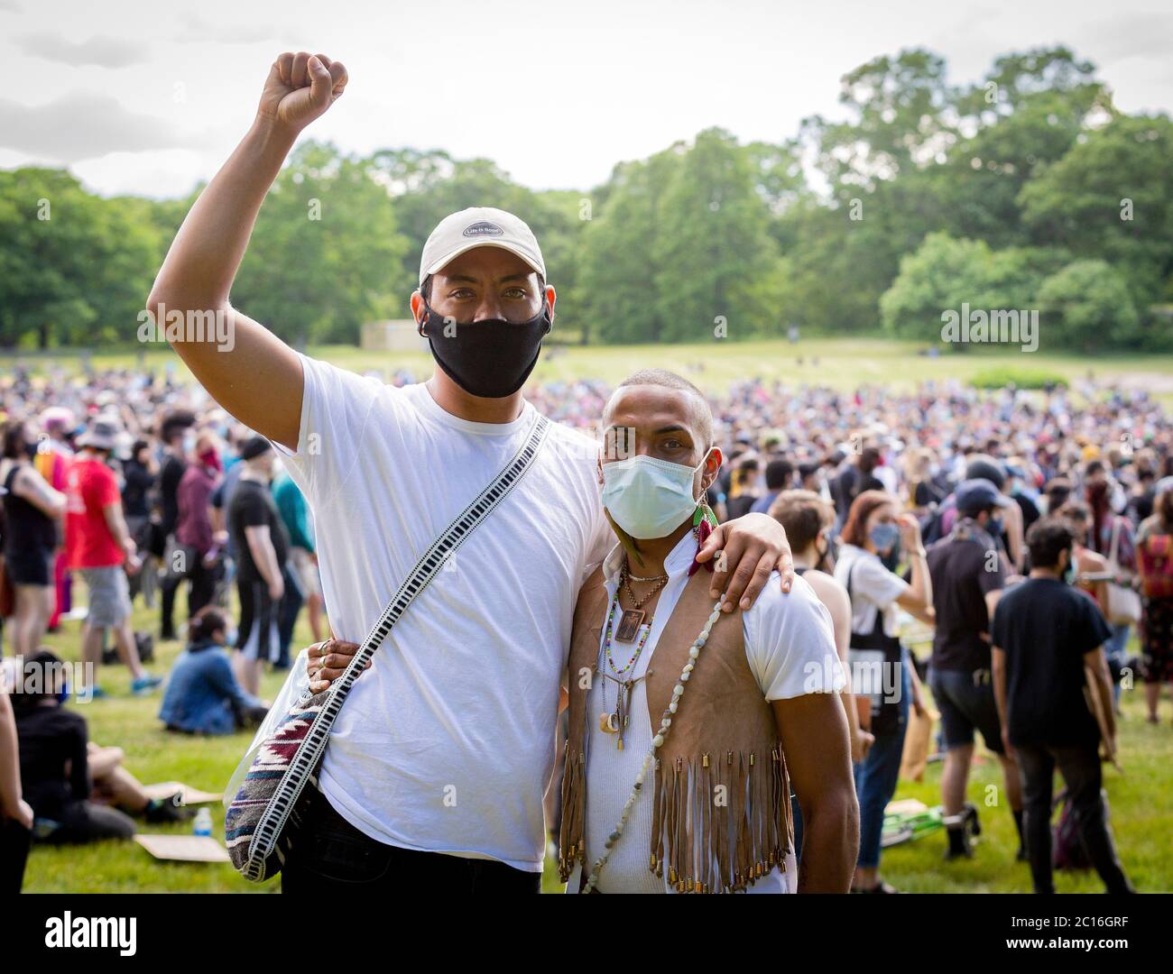 June 13, 2020. Roxbury, MA. Thousands gathered in Franklin Park for a vigil to raise awareness for Black transgender rights and to raise money for the Stock Photo