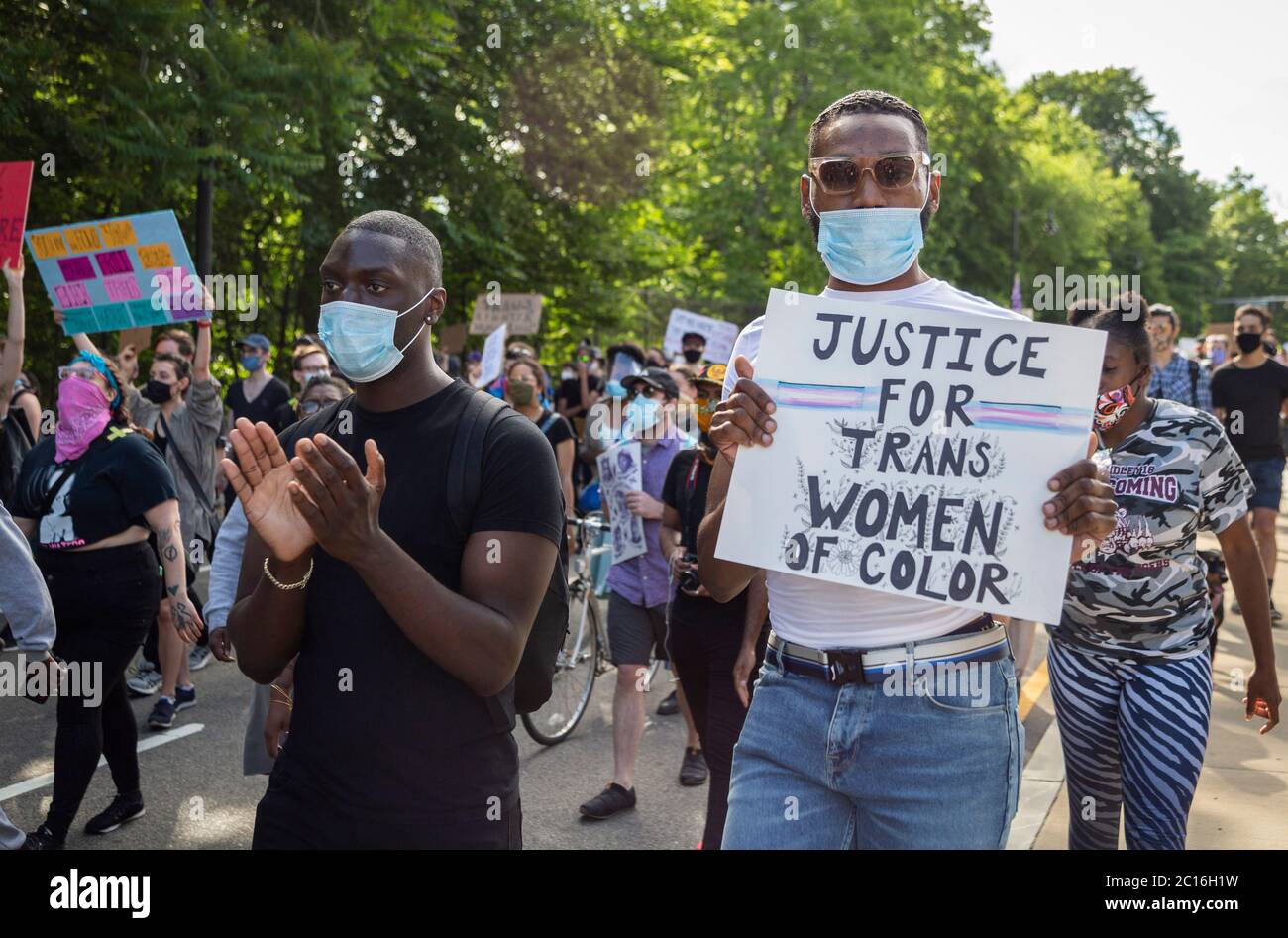 June 13, 2020. Roxbury, MA. Thousands gathered in Franklin Park for a vigil to raise awareness for Black transgender rights and to raise money for the Stock Photo