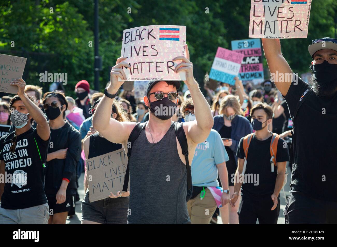 June 13, 2020. Roxbury, MA. Thousands gathered in Franklin Park for a vigil to raise awareness for Black transgender rights and to raise money for the Stock Photo