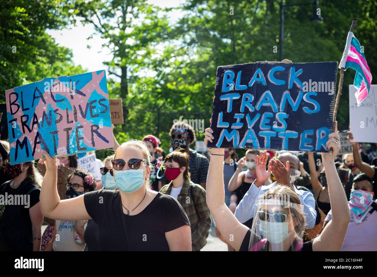 June 13, 2020. Roxbury, MA. Thousands gathered in Franklin Park for a vigil to raise awareness for Black transgender rights and to raise money for the Stock Photo