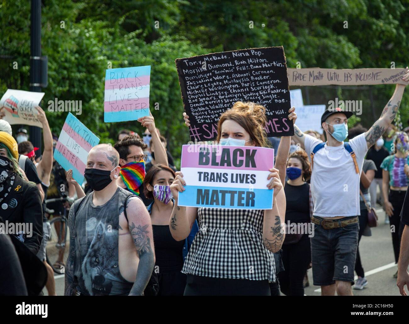 June 13, 2020. Roxbury, MA. Thousands gathered in Franklin Park for a vigil to raise awareness for Black transgender rights and to raise money for the Stock Photo